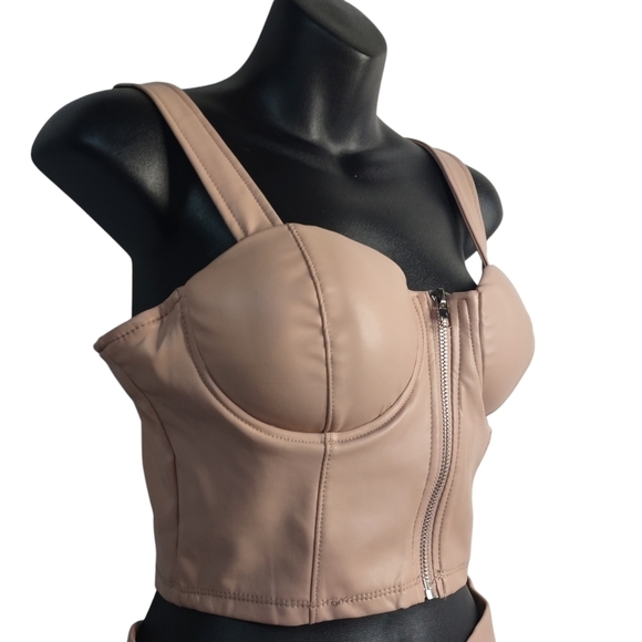 Story On 2 Pieces Faux Leather tank Top And Pants Grove Pink Size S NWOT - Picture 7 of 10